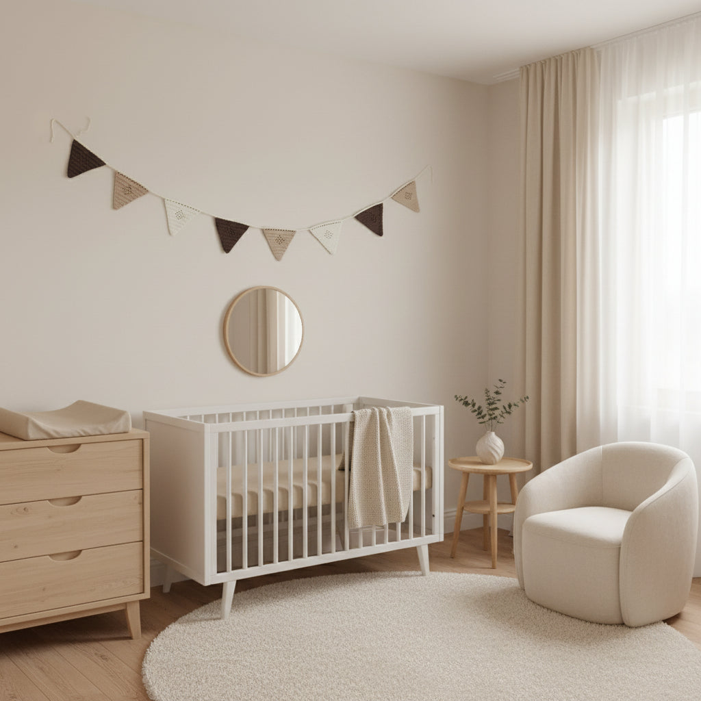 Gehaakte Vlaggenlijn Naturel bruin- Babykamer Decoratie