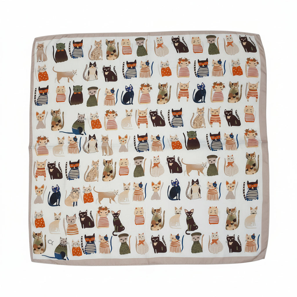 Vierkante Shawl Cats Dames - Glanzende Stof - Veelzijdig Accessoire