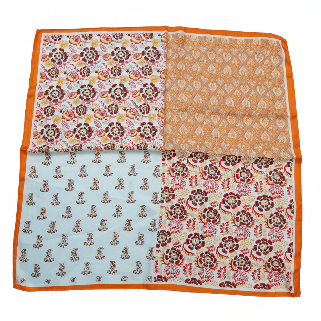 Vierkante Shawl Oranje  Dames - Glanzende Stof - Veelzijdig Accessoire