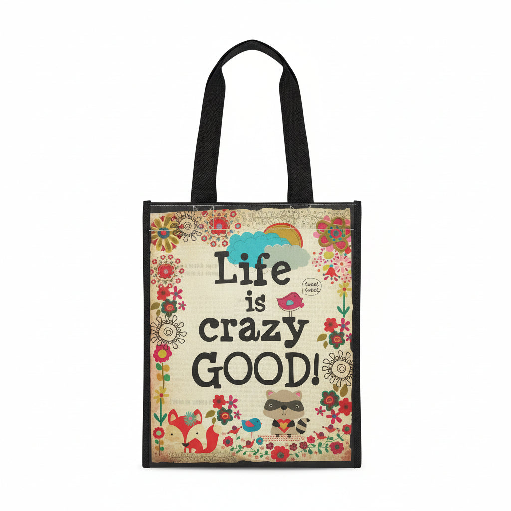Tasje Naturel Life tekst:  Life is Crazy Good