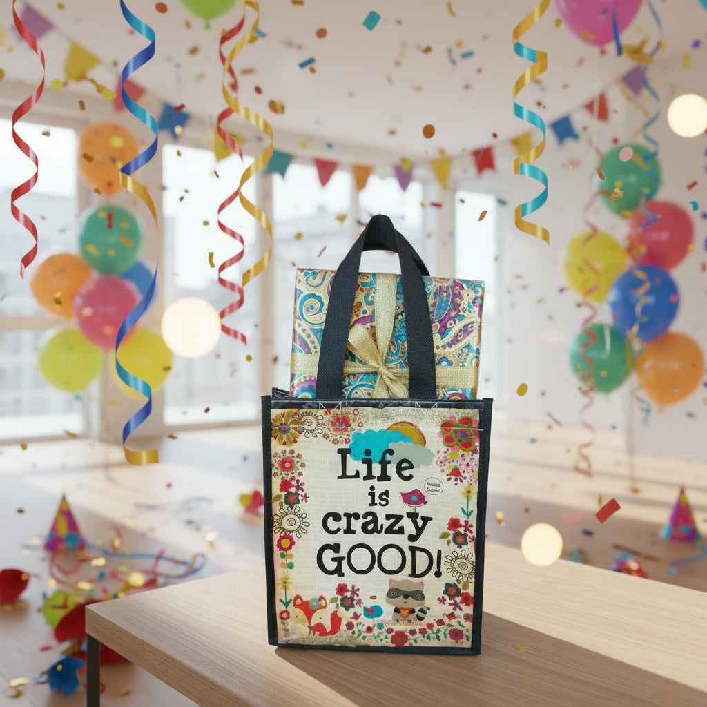 Tasje Naturel Life tekst:  Life is Crazy Good