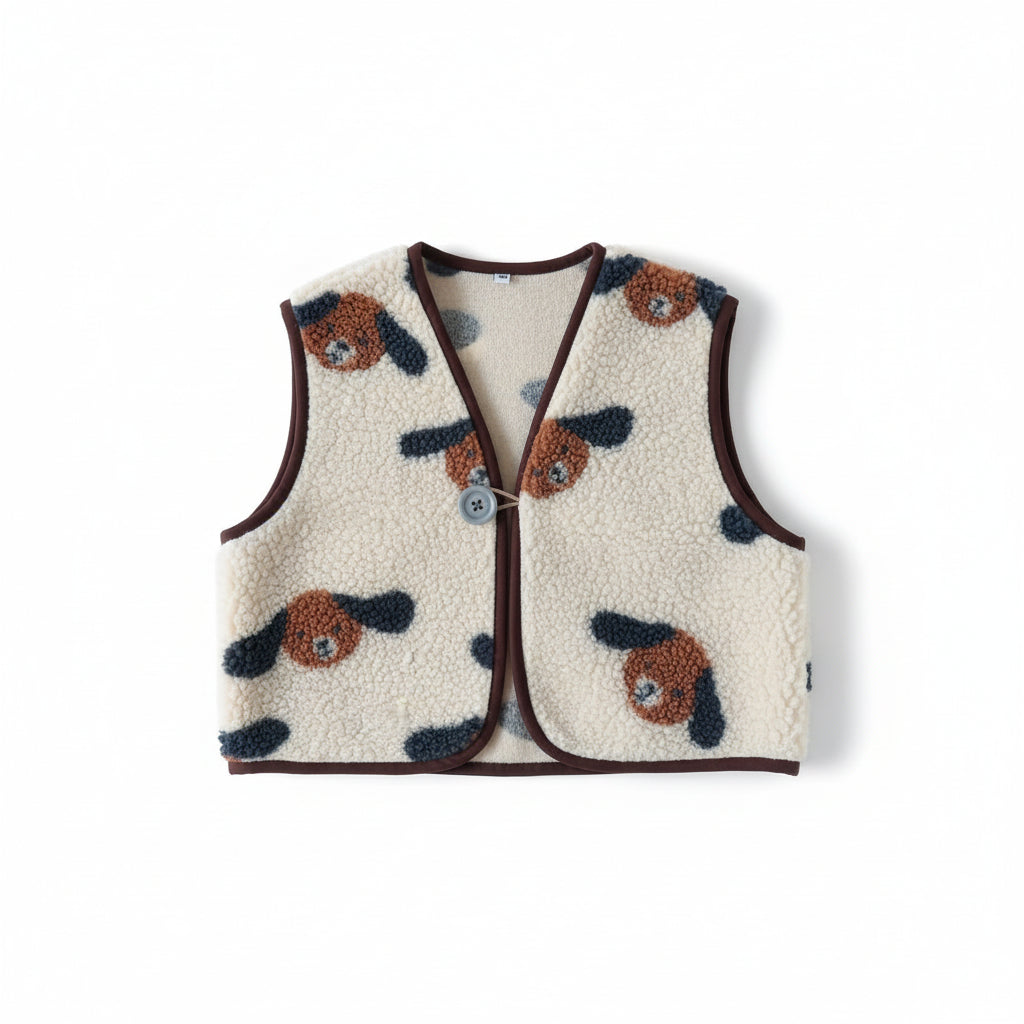Handgemaakt vestje teddystof met hondjes