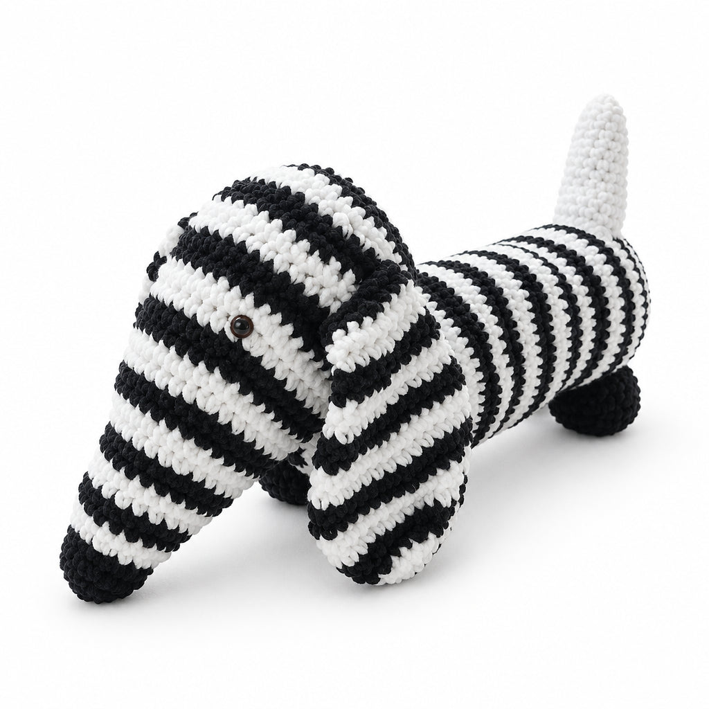 Gehaakte Teckel Knuffel - Handgemaakt Chenille - 50cm