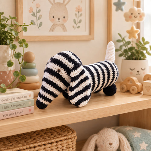 Gehaakte Teckel Knuffel - Handgemaakt Chenille - 50cm