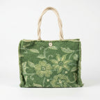 Wollen Tas - groen met bloem
