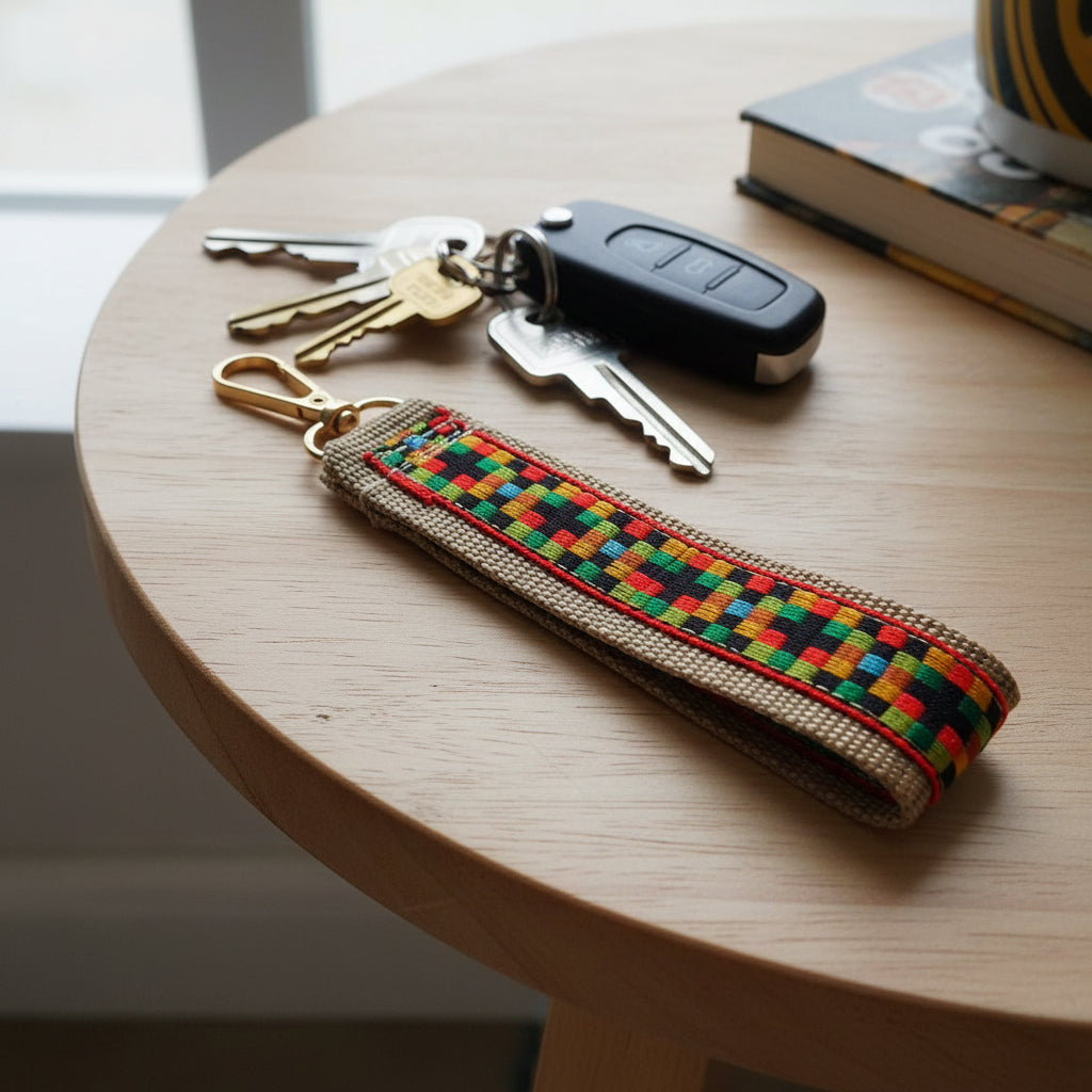 Handgemaakte Sleutelhanger geblokt - Fleurich