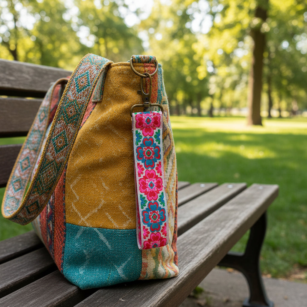 Handgemaakte Sleutelhanger bloem roze - Fleurich