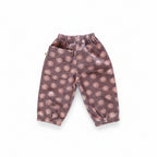 Handgemaakte meisjes wide leg corduroy bruin met bloem