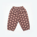 Handgemaakte meisjes wide leg corduroy bruin met bloem